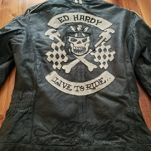 Ed Hardy Leather Motorcycle Jacket