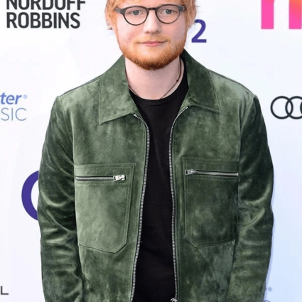 English Singer Ed Sheeran Fabric Suede Leather Jacket