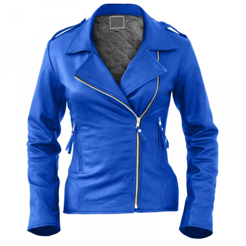 Womens Electric Blue Leather Jacket