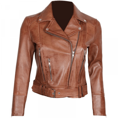 Elisa Womens Light Brown Leather Jacket