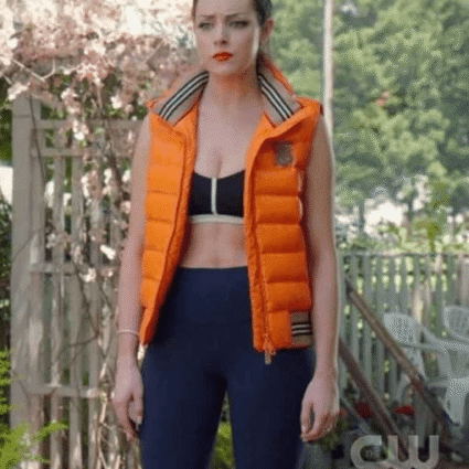 Elizabeth Gillies Dynasty S03 Fallon Carrington Orange Vest