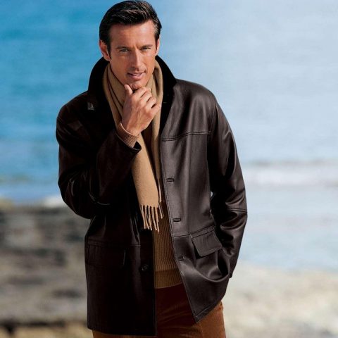 Elk Mens Fashion Brown Leather Jacket