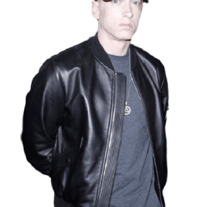 Mens American Rapper Eminem Bomber Leather Jacket