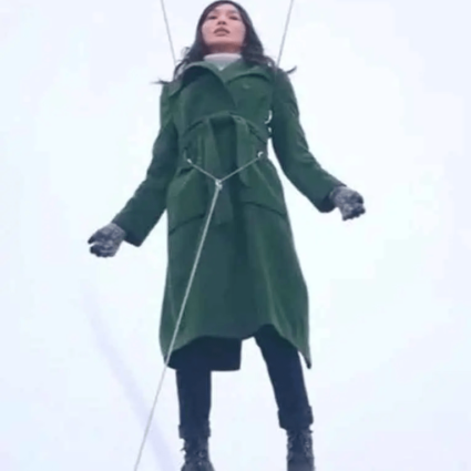 Eternals 2021 Sersi Green Wool Gemma Chan Coat