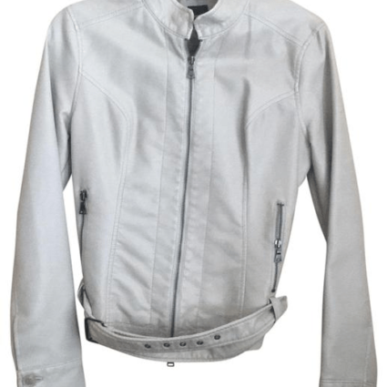Mens Express Off White Leather Jacket
