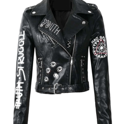Eye Dare You Black Synthetic Motorcycle Leather Jacket