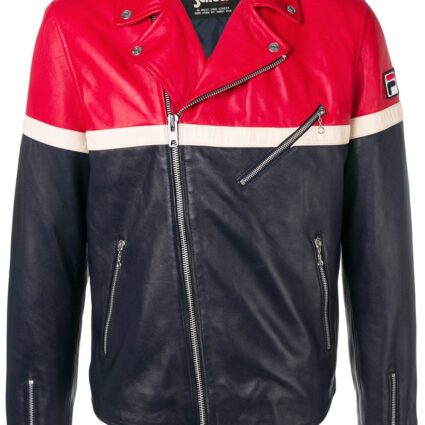 FILA Contrast Panels Leather Jacket