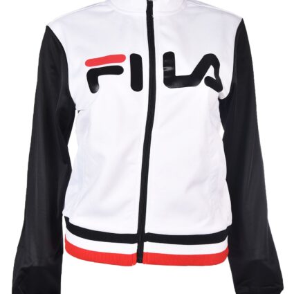 FILA White & Black Bomber Leather Jacket