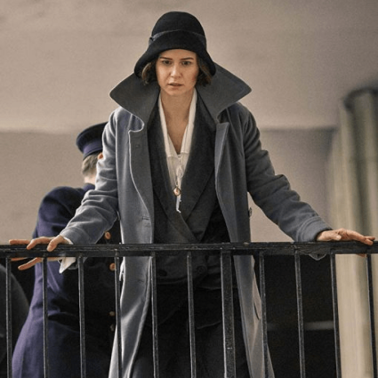 Katherine Waterston Fantastic Beasts Tina Goldstein Grey Wool Coat