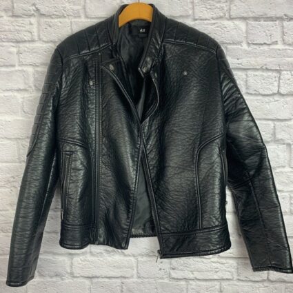H&M Men's Quilted Black Leather Jacket