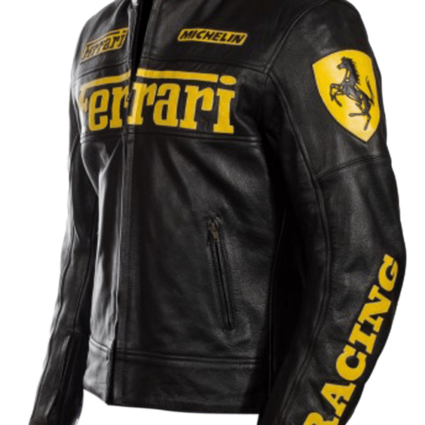 Mens Black Ferrari Motorcycle Leather Jacket