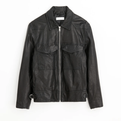 Mens Field Tumbled Black Leather Jacket
