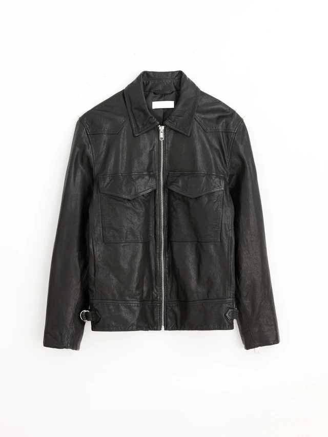 Mens Field Tumbled Black Leather Jacket - A2 Jackets
