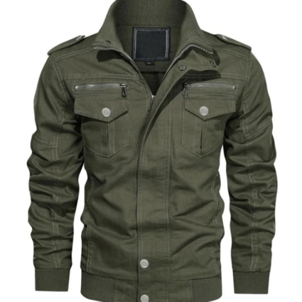 Mens Finley Green Cotton Bomber Jacket