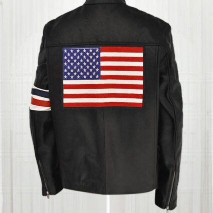 USA Flag Motorcycle Black Jacket