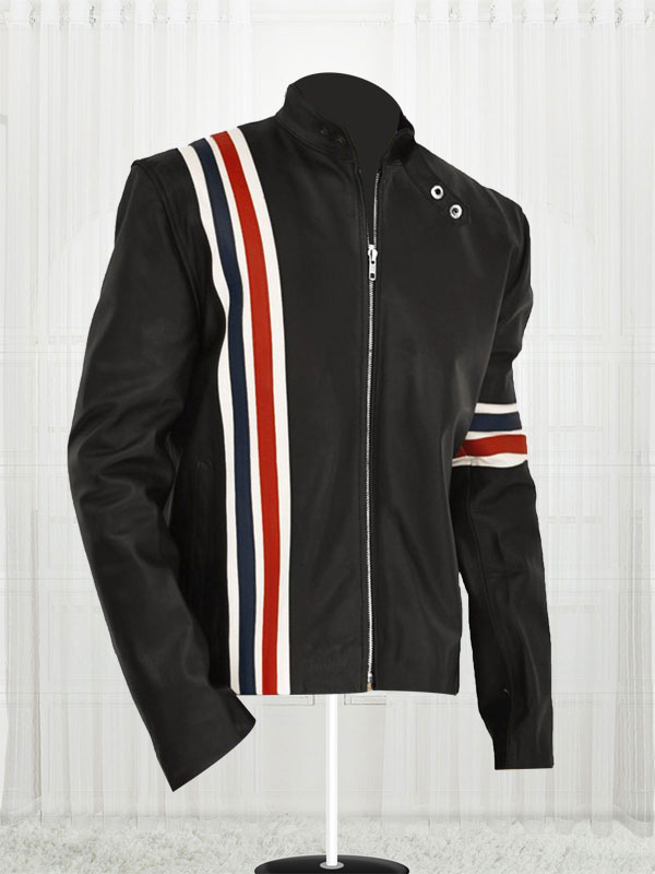 USA Flag Motorcycle Black Jacket - A2 Jackets