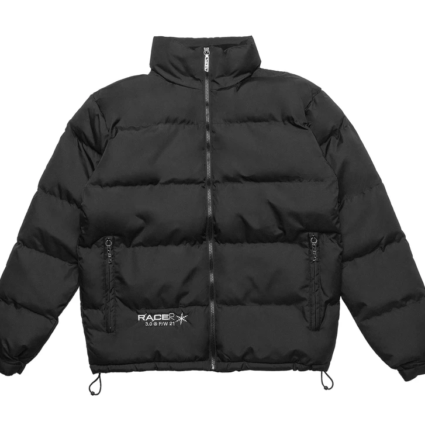 Womens Floral Puffa Black Puffer Jacket