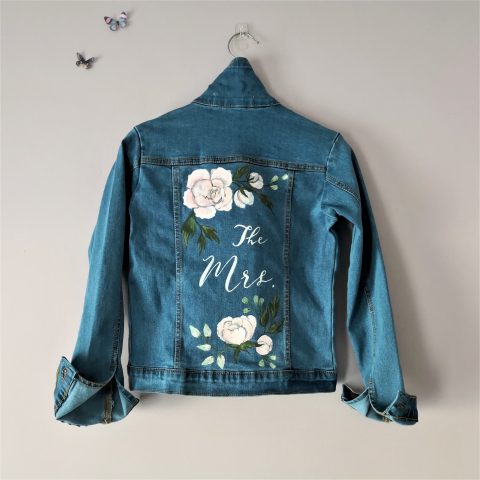 Flower Design Painted Denim Jacket