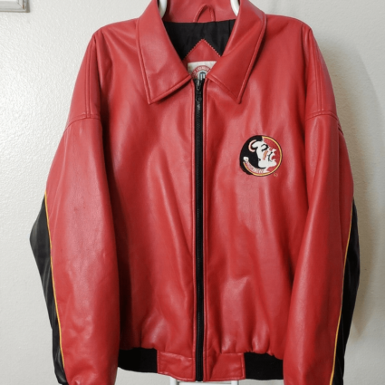 Mens Fsu Florida State Seminoles Leather Jacket