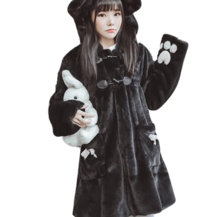 Vegan Faux Fur Neko Cat Fuzzy Winter Coat