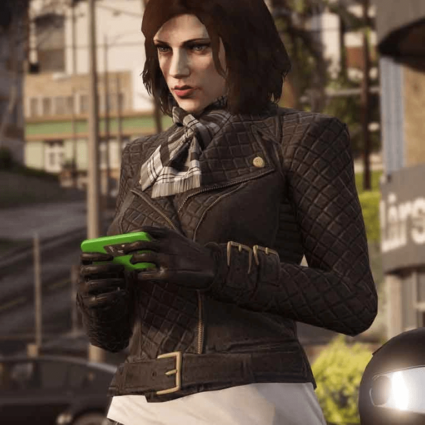 GTA 6 Female Protagonist Black Quilted Leather Jacket