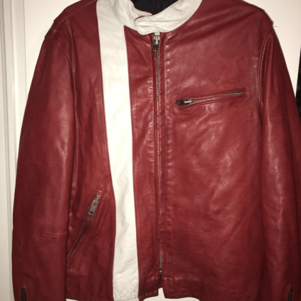 Mens Gap Cafe Racer Red Leather Jacket