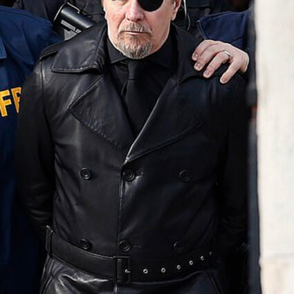 Gary Oldman The Courier Black Leather Trench Coat
