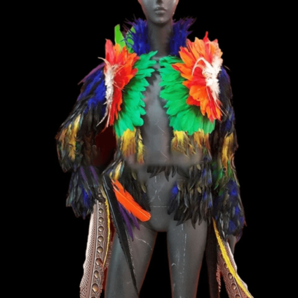 Uni-sex Gay Pride Rainbow Multicolored Feathers Jacket