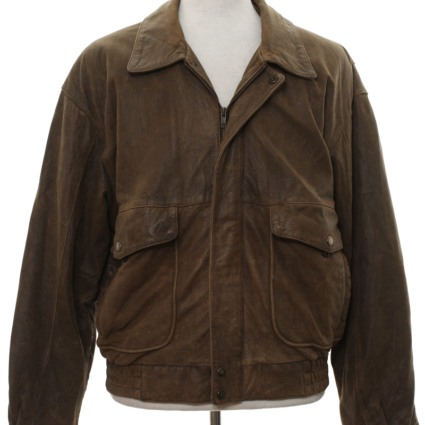Mens Georgetown Brown Bomber Leather Jacket