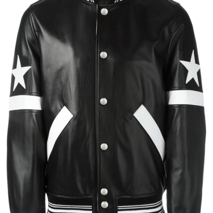 Mens Givenchy Star And Stripe Appliqué Leather Jacket