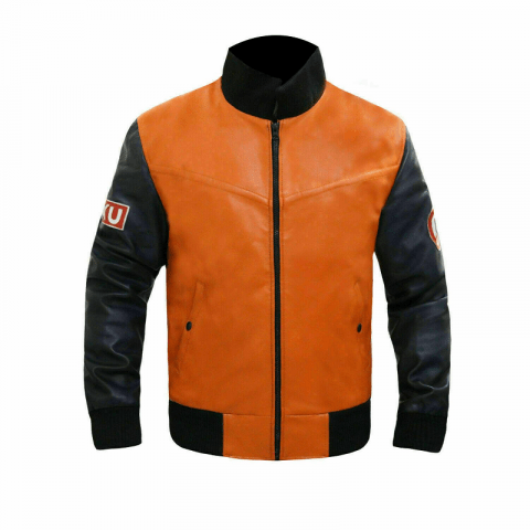 Dragon Ball Z Goku 59 Jacket, Cosplay Orange Leather Jacket