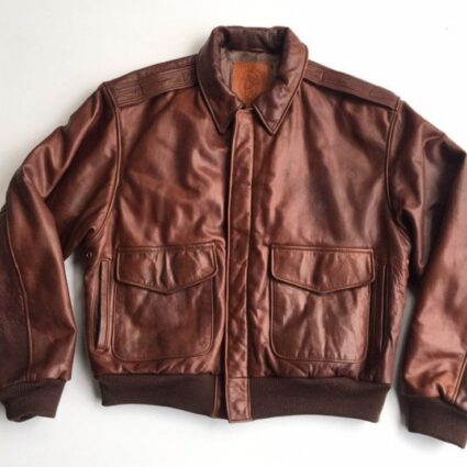 Mens Golden Bear Brown Leather Jacket