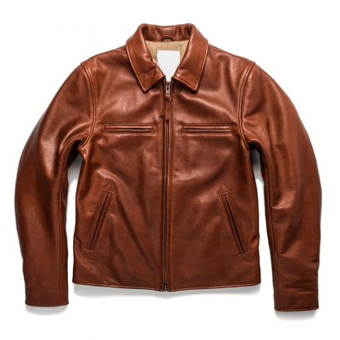 Mens Golden Bear Moto In Whiskey Steerhide Leather Jacket