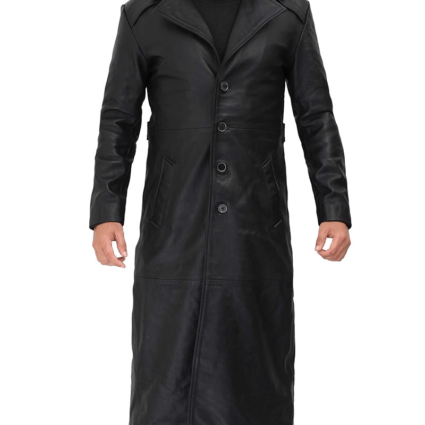 Gravel Hooded Leather Trench Coat