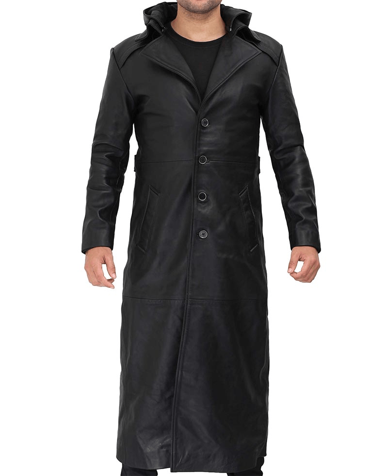 Gravel Hooded Leather Trench Coat - A2 Jackets