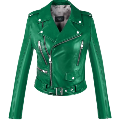 Classic Green Biker Leather Jacket