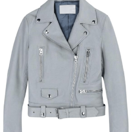 Mens Grey Moto Leather Jacket