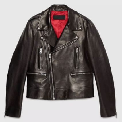 Mens Gucci Biker Black Leather Jacket