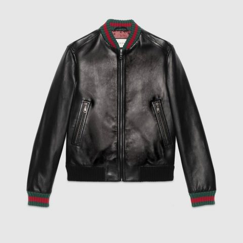 Gucci Bomber Black Leather Jacket