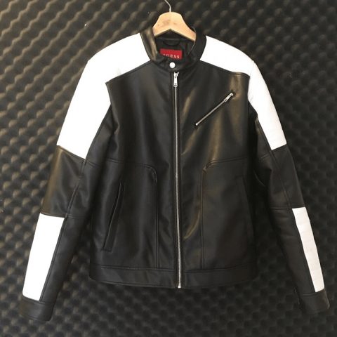 Mens Style Guess Biker Leather Jacket