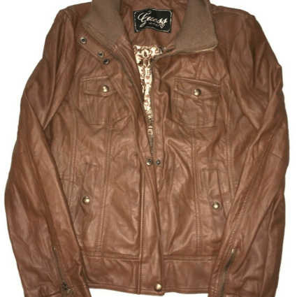 Mens Guess Brown Leather Jacket