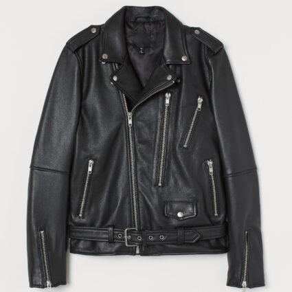 H&M Biker Black Lapel Collar Leather Jacket
