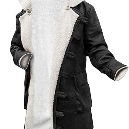 Bane Hardy Dark Knight Rises Black Synthetic Leather Fur Coat