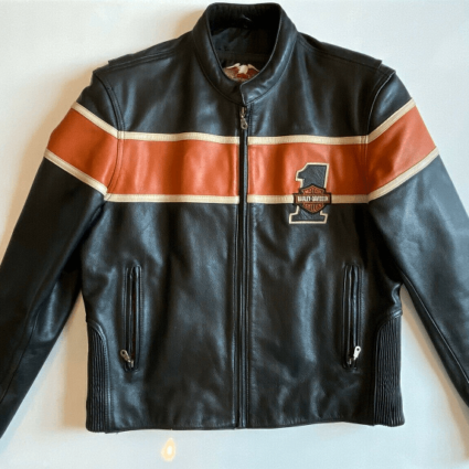 Harley Davidson Orange And Black Leather Jacket