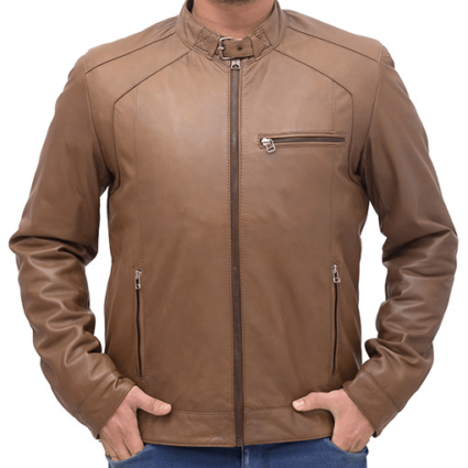 Mens Heavy-duty Bomber Brown Leather Jacket