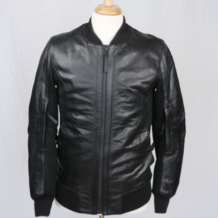 Mens Helmut Lang Black Bomber Leather Jacket