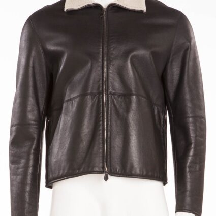 Hermes Mens Black Leather Jacket