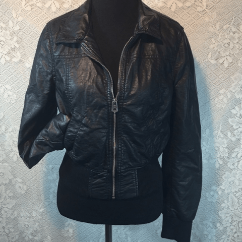 Womens H&m Divided Bomber Leather Jacket