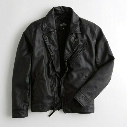 Mens Abercrombie Hollister Black Leather Jacket