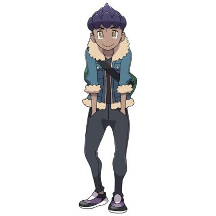 Custom Made Pokemon Sword And Shield Hop Blue Leather Jacket With Fur Collar